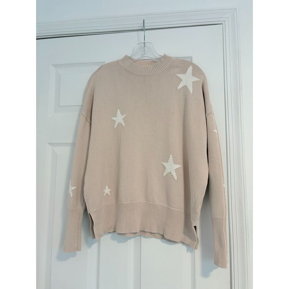 Pistola Draya Cotton Knit Star Sweater Neutral Cozy Soft Everyday Style XS